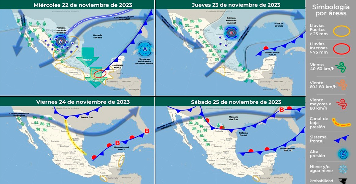 Primera tormenta invernal de la temporada llegará a México este martes