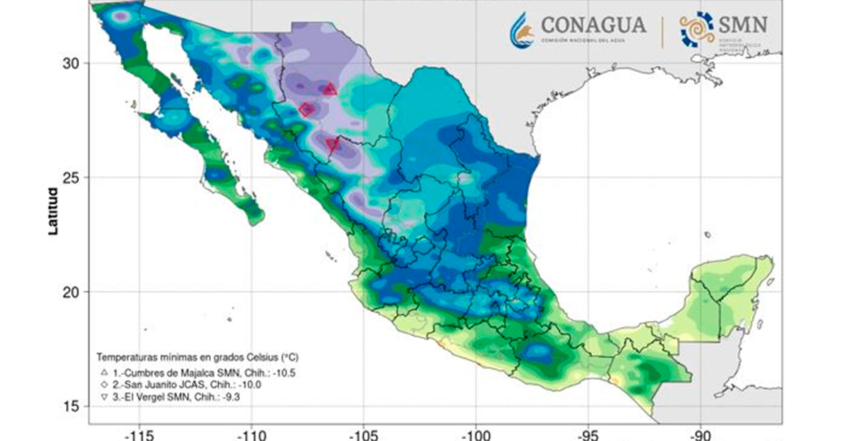 Se va el frente frío #17 pero continuarán las heladas en algunos estados