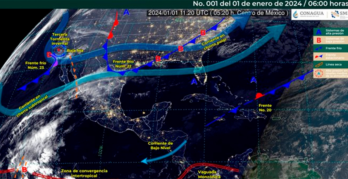 Inicia 2024 con intenso frente frío y tormenta invernal en México: Prevén bajas temperaturas y nieve en varias regiones