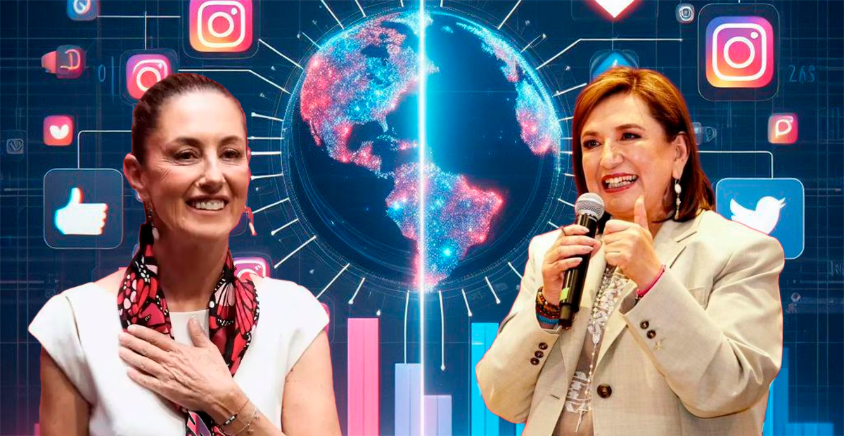 Xóchitl Gálvez destaca en engagement de votantes en redes sociales; Sheinbaum en las encuestas