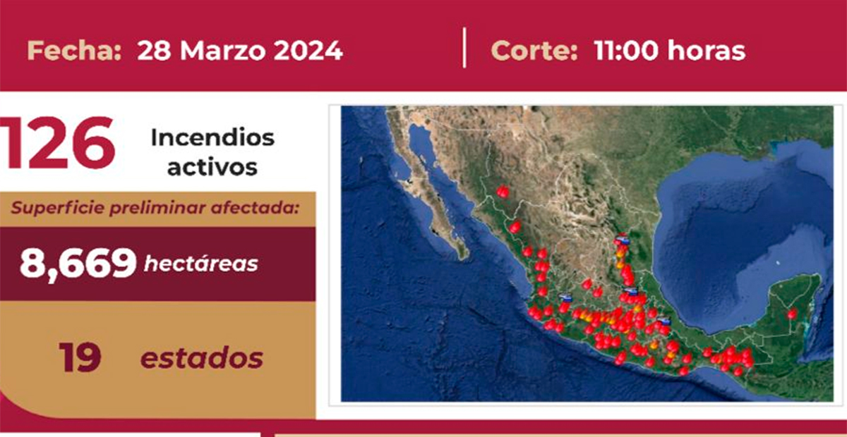 Van 126 incendios forestales activos en México: Conafor llama a la acción