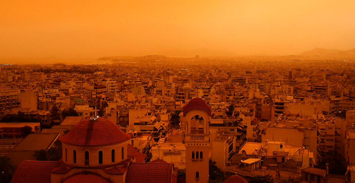 Atenas cubierta por nubes de polvo del Sáhara en uno de los peores episodios desde 2018