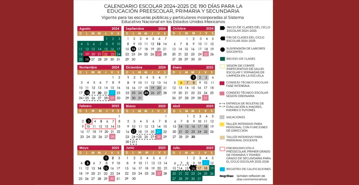 SEP da a conocer el calendario escolar 2024-2025