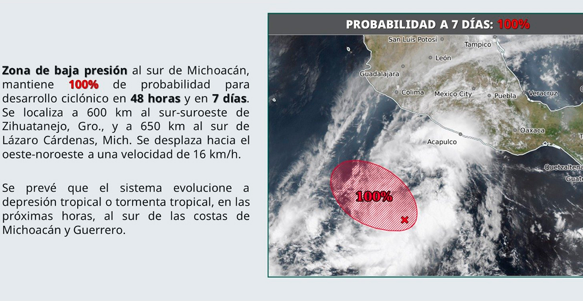 Se forma el posible primer ciclón en costas del Pacífico; Oaxaca bajo alerta por lluvias y tormentas