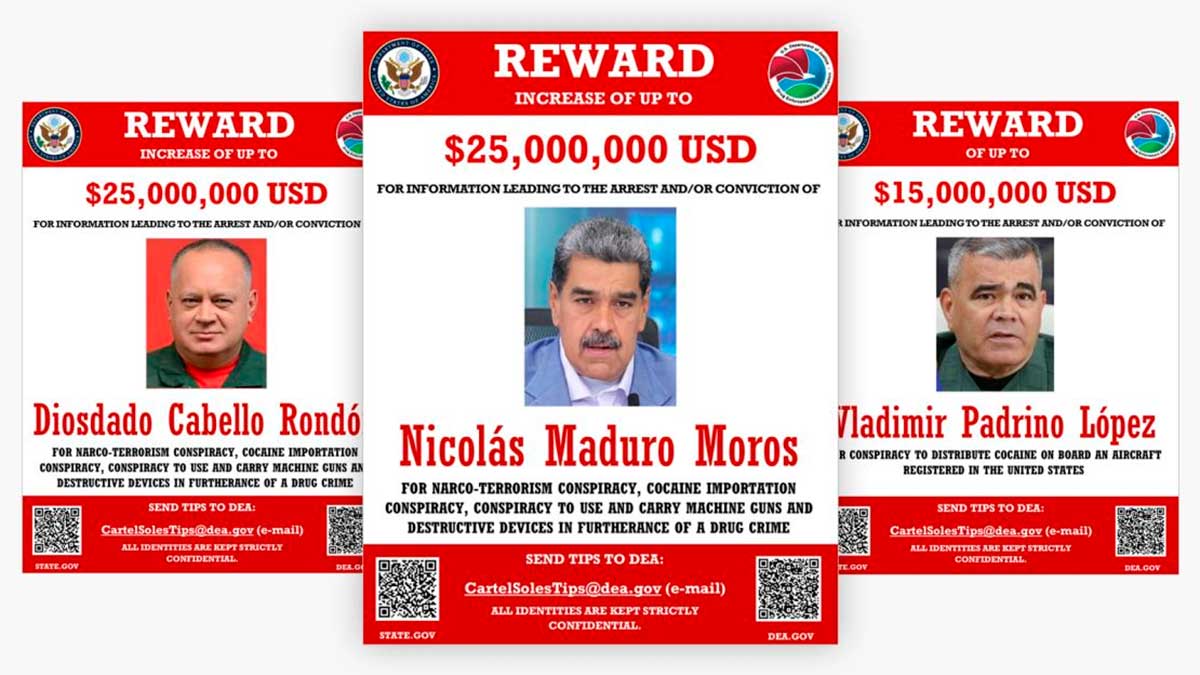 DEA Publica recompensa por Nicolás Maduro y altos funcionarios