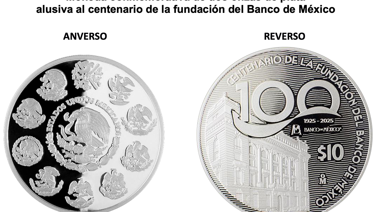 Banxico celebra su centenario con monedas y billetes conmemorativos de colección